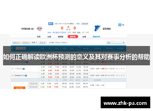 如何正确解读欧洲杯预测的意义及其对赛事分析的帮助